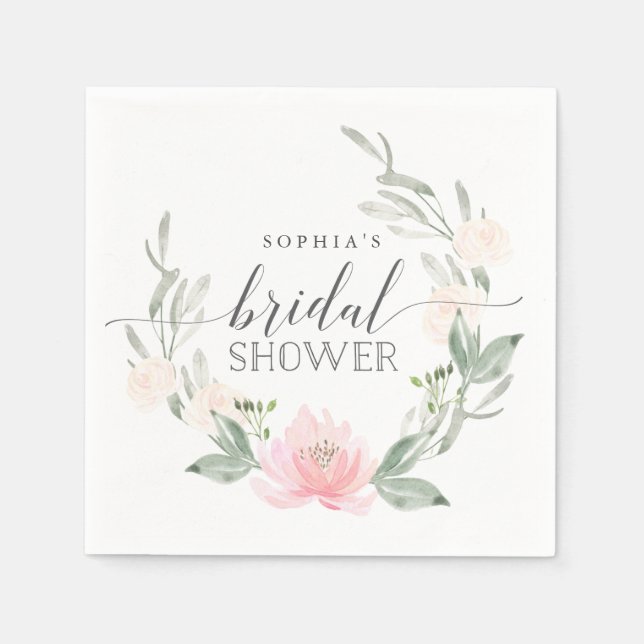 Bridal Shower Cocktail Napkins Pastel Blush (Front)
