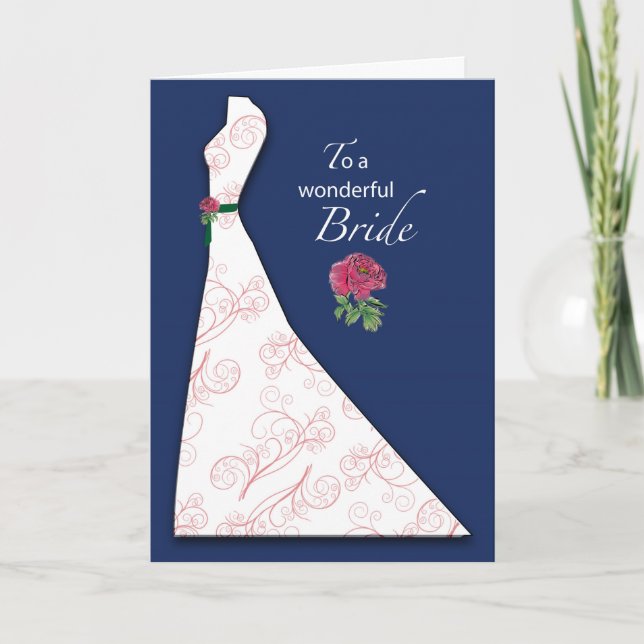 Bridal Shower Congratulations Navy Blue Background Card (Front)