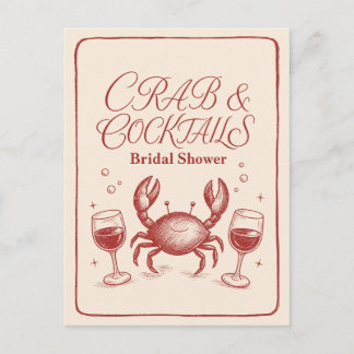 Bridal Shower Crab Cocktails Coastal Party Cute Postcard