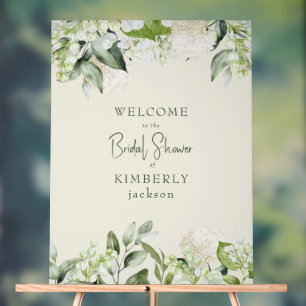 Bridal Shower Cream White Hydrangea Welcome Acrylic Sign