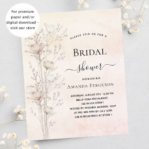 Bridal shower cream wildflowers budget invitation flyer