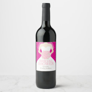 Bridal shower custom name pink wine labels