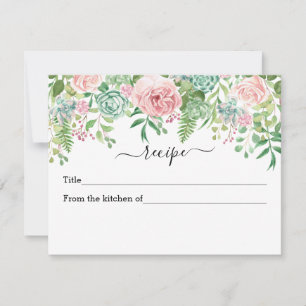 Bridal Shower Cute Floral Fab Recipe Card