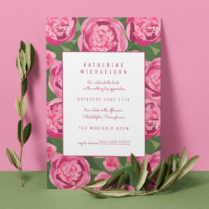 BRIDAL SHOWER   Dark Pink Peony Invitation