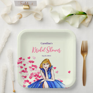 Bridal Shower Dark Royal Blue Cocktail Gown  Paper Plate