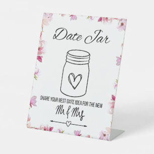 Bridal Shower Date Jar Ideas Pedestal Sign