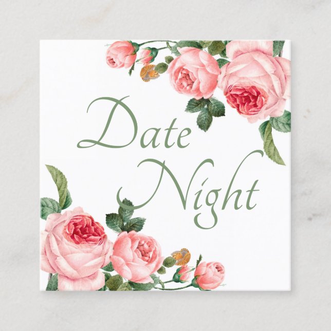 Bridal Shower Date Night Card Blushing Pink Rose (Front)