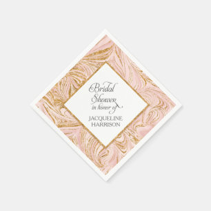 Bridal Shower Decor Rose Gold Faux Glitter Marble Napkin