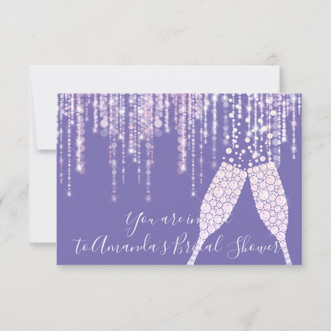 Bridal Shower Diamond Glass Bubbles Sweet16th Invitation (Front)