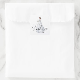 Bridal Shower Dress Thank you Square Sticker