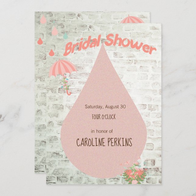 Bridal Shower Drops on Brick Invitation (Front/Back)