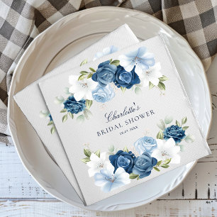 Bridal Shower Dusty Blue Floral Paper Napkin