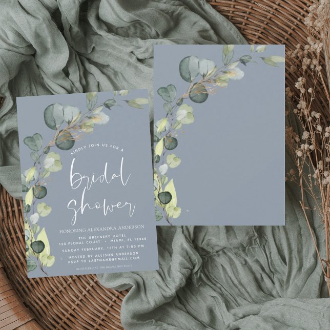 Bridal Shower Dusty Blue Greenery Eucalyptus Invitation (Creator Uploaded)
