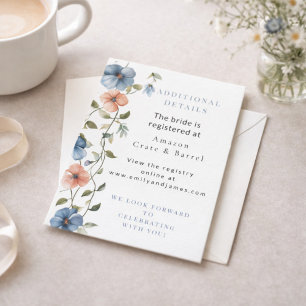 Bridal Shower Elegant Blue Floral Event Details Enclosure Card