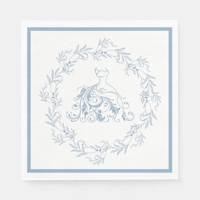 Bridal Shower - Elegant Blue Shower Paper Napkins (Front)
