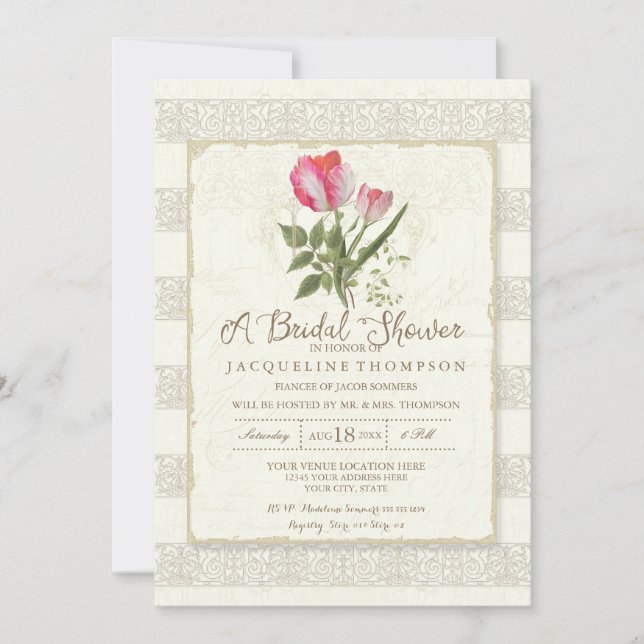 Bridal Shower Elegant Garden Floral Tulips Wedding Invitation (Front)