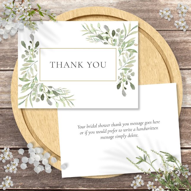 Bridal Shower Elegant Greenery Leaves Thank You (Bridal Shower Elegant Greenery Leaves Thank You)
