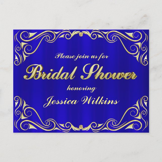 Bridal Shower Elegant Regal Golden Typography Announcement Postcard (Front)