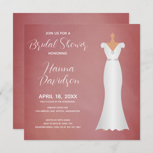 Bridal Shower Elegant Soft Pink Invitation (Front/Back)