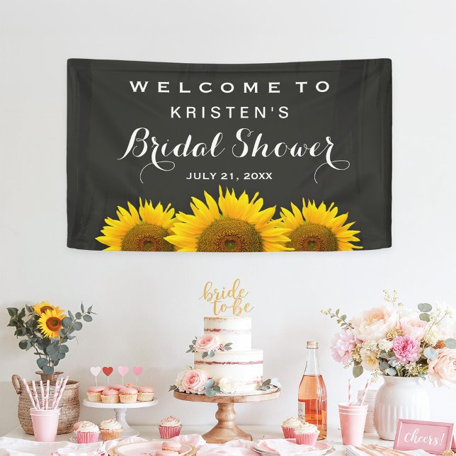Bridal Shower Elegant Sunflower Chalkboard Welcome Banner (Creator Uploaded)