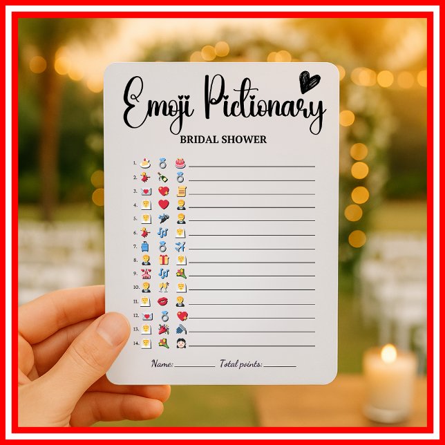 Bridal Shower Emoji Pictionary Game Elegant Modern Invitation (Creator Uploaded)