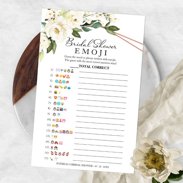 Bridal Shower Emoji Pictionary Greenery Geometric  Flyer (Creator Uploaded)