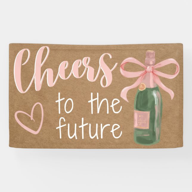 Bridal Shower Engagement Party Pink Cheers Banner  (Horizontal)