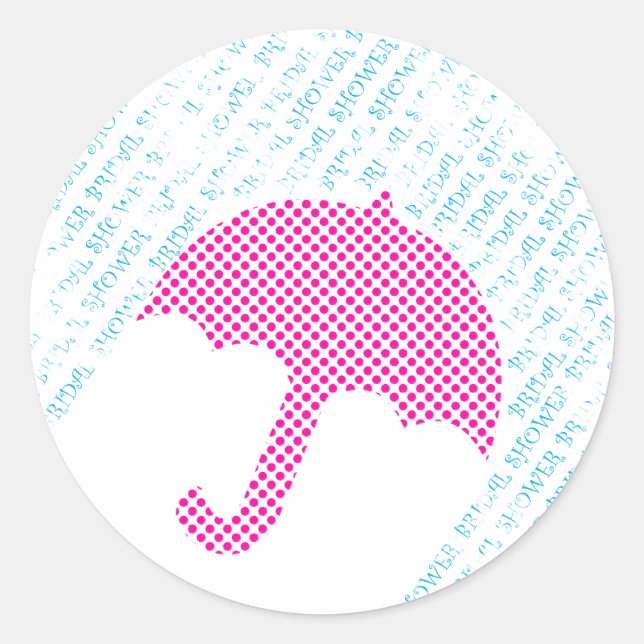 Bridal Shower Envelope Seal Sticker Hot Pink Polka (Front)