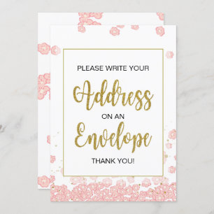 Bridal Shower Envelope Sign Pink and Gold Invitation