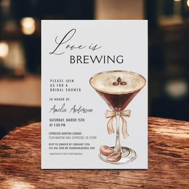 Bridal Shower Espresso Martini Love is Brewing  Invitation (Creator Uploaded)