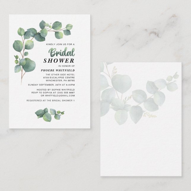 Bridal Shower Eucalyptus Botanical Greenery Card (Front/Back)