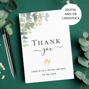 Bridal Shower eucalyptus botanical thank you card