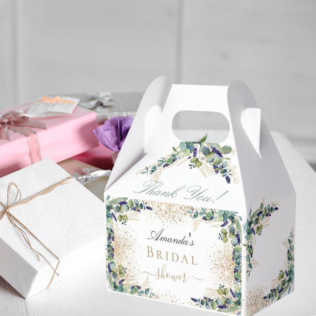 Bridal shower eucalyptus gold glitter thank you favour box (Creator Uploaded)