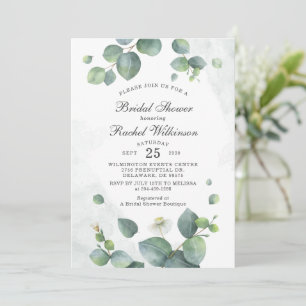  Bridal Shower Eucalyptus Green Succulent Nature Invitation