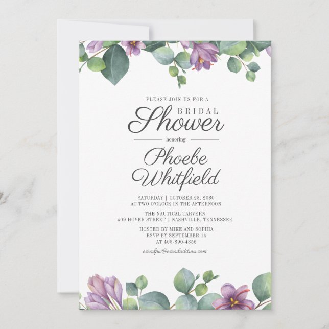 Bridal Shower Eucalyptus Greenery Floral Invitation (Front)