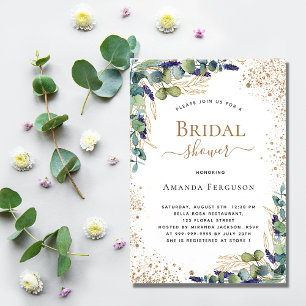 Bridal Shower eucalyptus greenery gold luxury Invitation
