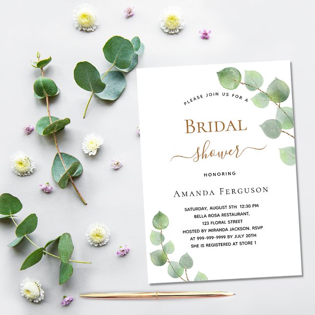 Bridal Shower eucalyptus greenery luxury Invitation (Creator Uploaded)