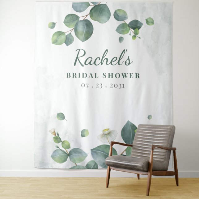 Bridal Shower Eucalyptus Greenery Modern Botanical Tapestry (In Situ)