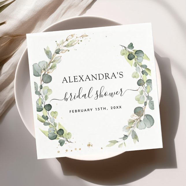 Bridal Shower Eucalyptus Greenery Succulent Napkin (Creator Uploaded)