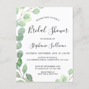 Bridal Shower Eucalyptus Invitation Postcard