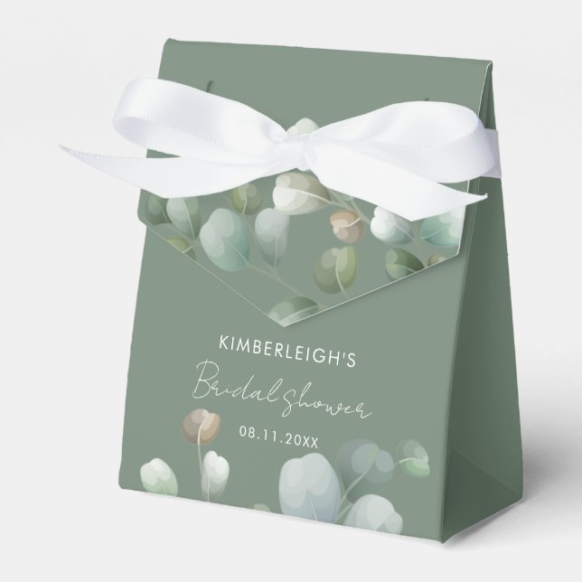  Bridal Shower Eucalyptus Script Minimalist Favour Box (Front Side)