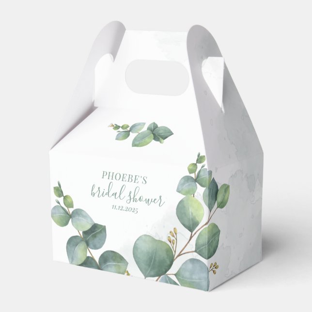 Bridal Shower Eucalyptus Succulent Botanical Favour Box (Front Side)