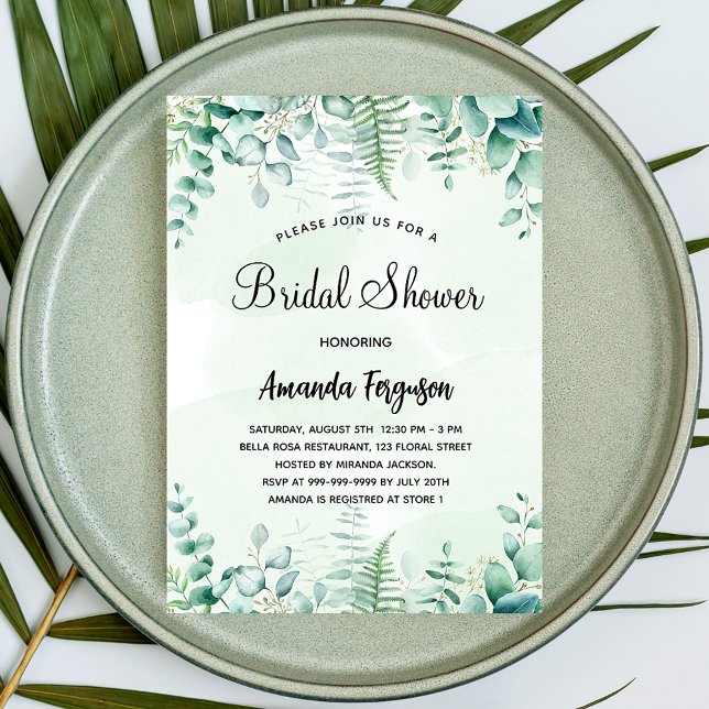 Bridal shower eucalyptus woodland luxury invitation (Creator Uploaded)