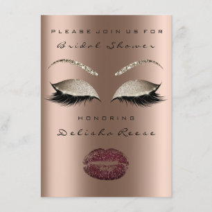 Bridal Shower Eyes Bronze Sparkly Lips Burgundy Invitation