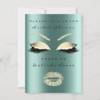 Bridal Shower Eyes Gold Sparkly Lips Teal Woodland