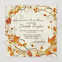 Bridal Shower Fall Autumn Leaves Wreath Wooden