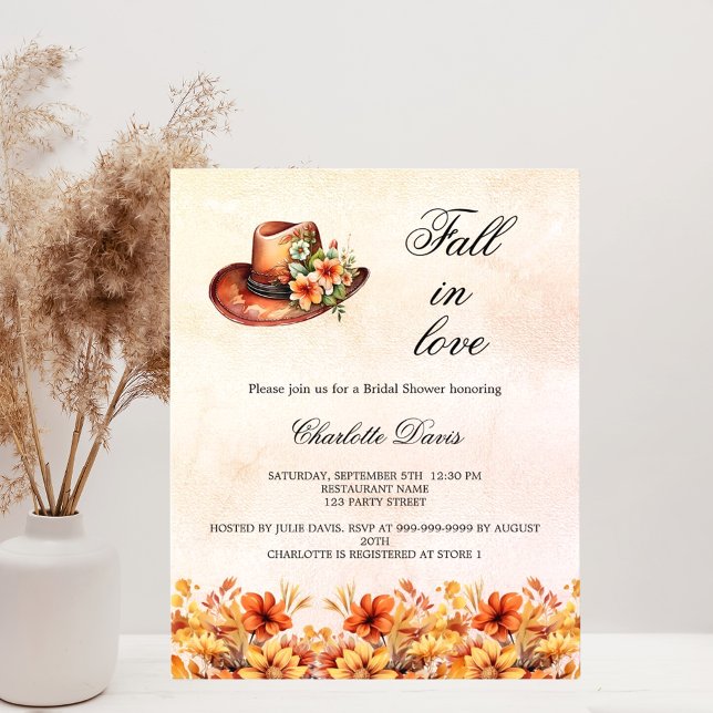 Bridal Shower fall love cowgirl budget invitation (Creator Uploaded)