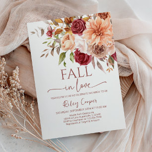 Bridal Shower Fall Marsala Flowers Invitation