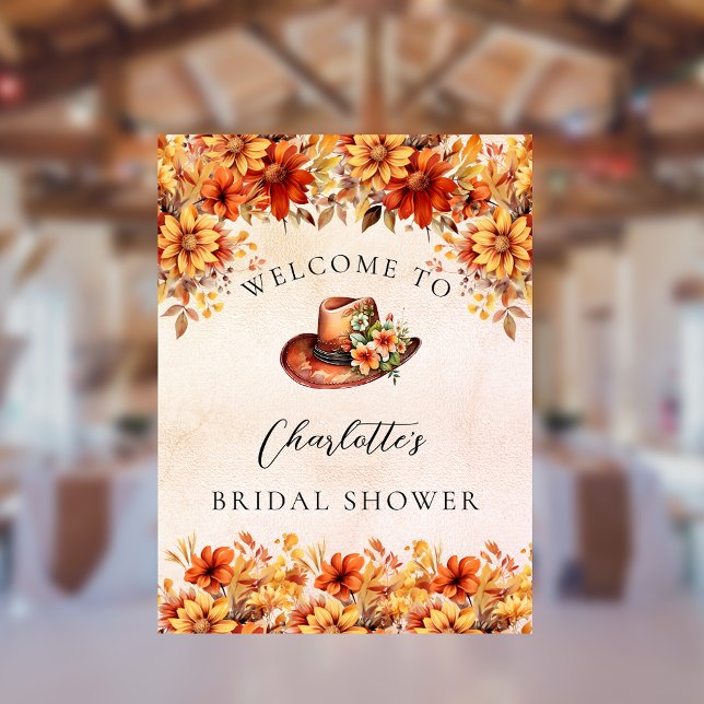 Bridal Shower fall orange florals cowgirl welcome Poster (Creator Uploaded)