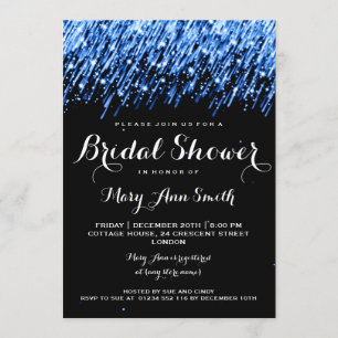Bridal Shower Falling Stars "Sapphire Blue" Invitation